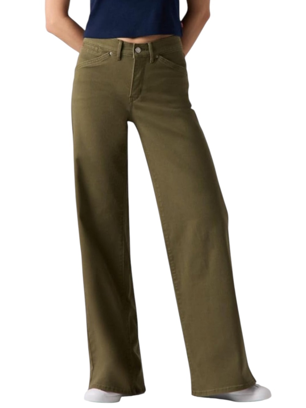Women's Levi's 318 Shaping Wide Leg Jeans Khaki Green Size 29